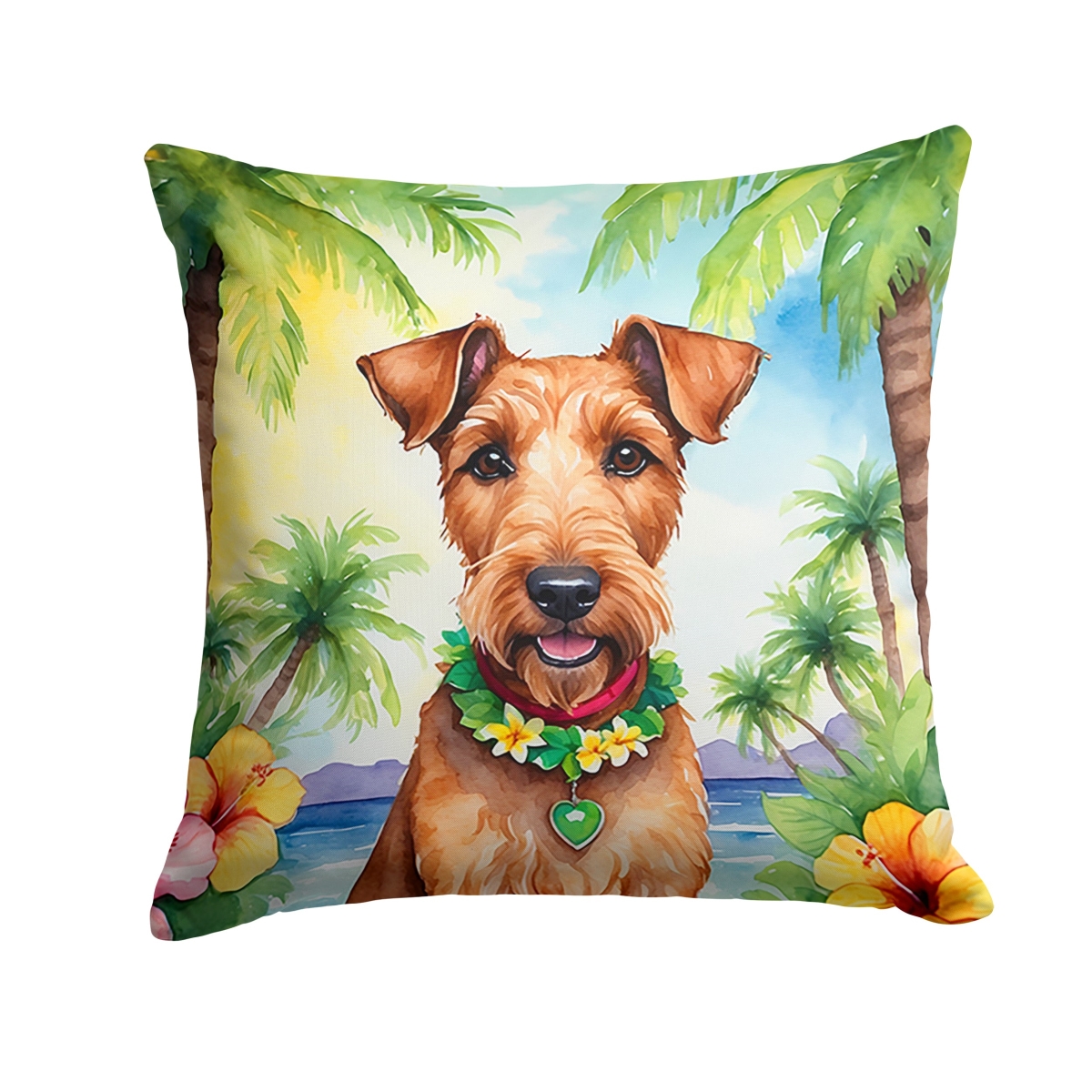 14 x 14 in. Irish Terrier Luau Throw Pillow