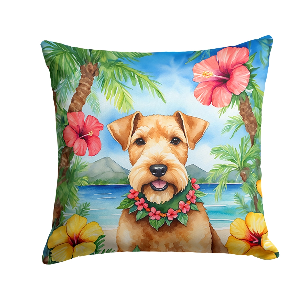 14 x 14 in. Lakeland Terrier Luau Throw Pillow