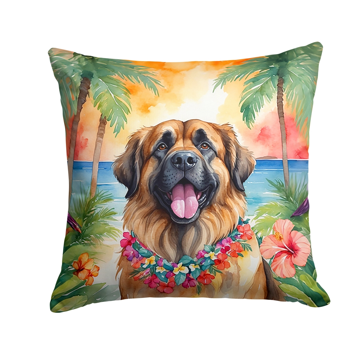 14 x 14 in. Leonberger Luau Throw Pillow