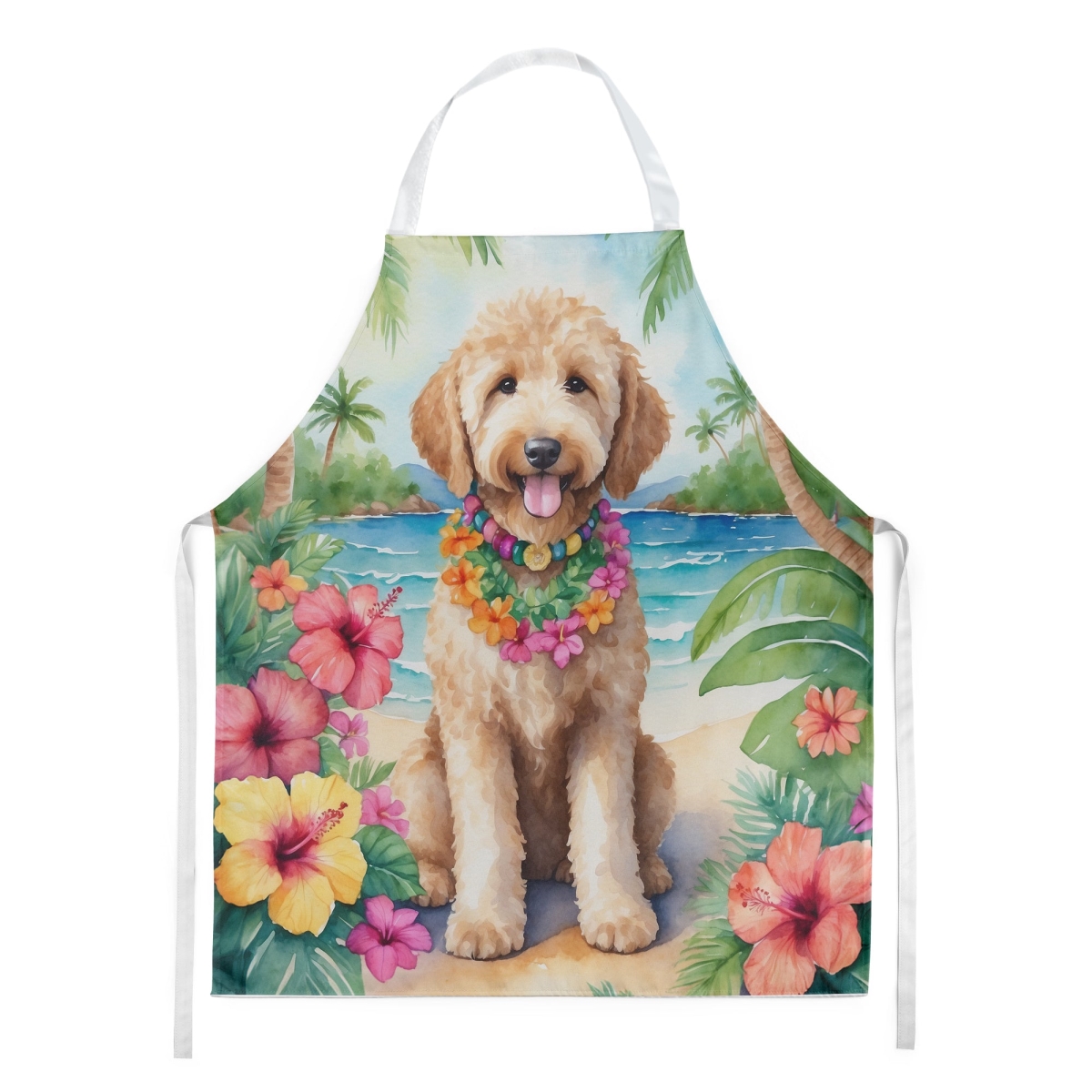 Picture of Carolines Treasures DAC6443APRON 30 x 27 in. Goldendoodle Luau Apron