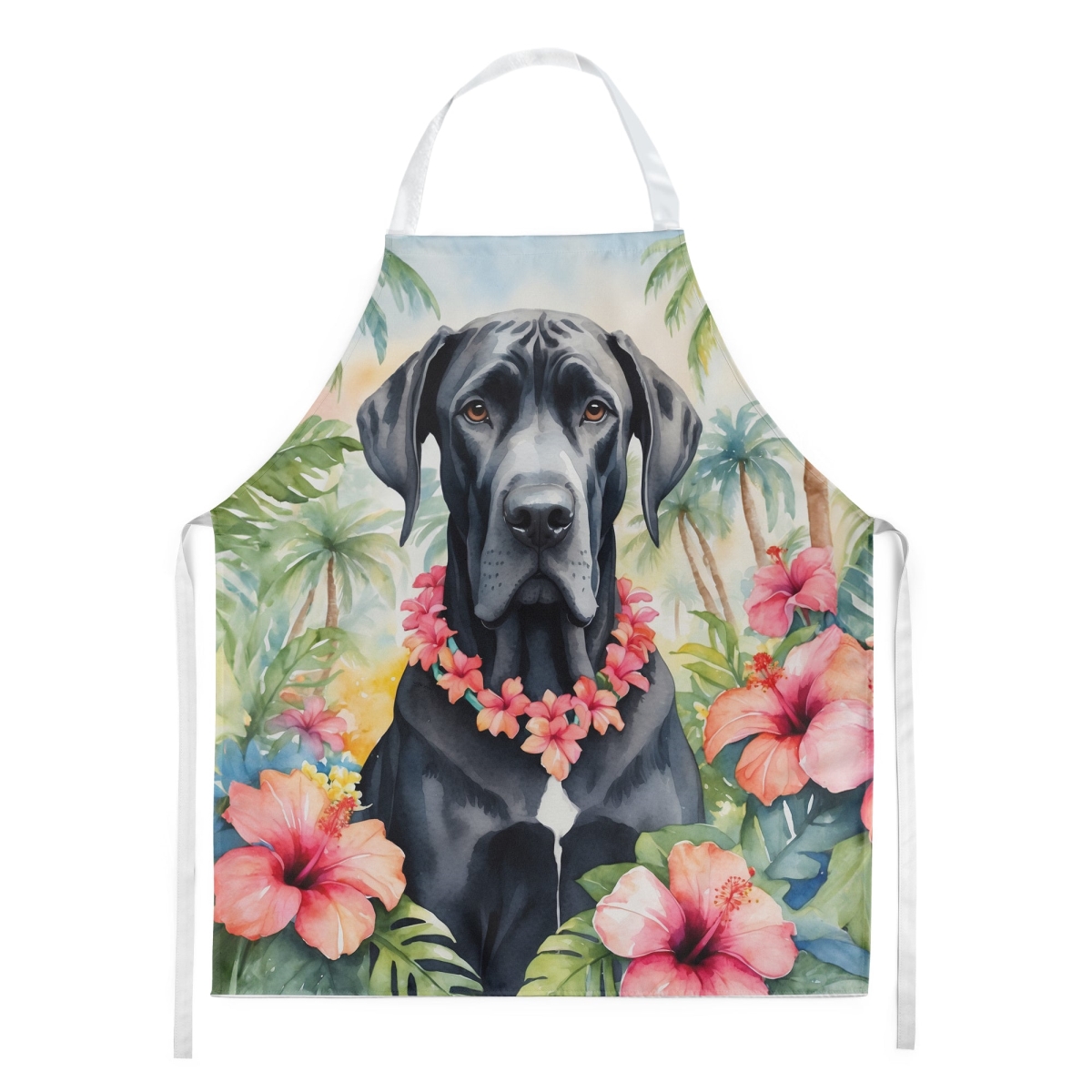 Picture of Carolines Treasures DAC6445APRON 30 x 27 in. Great Dane Luau Apron