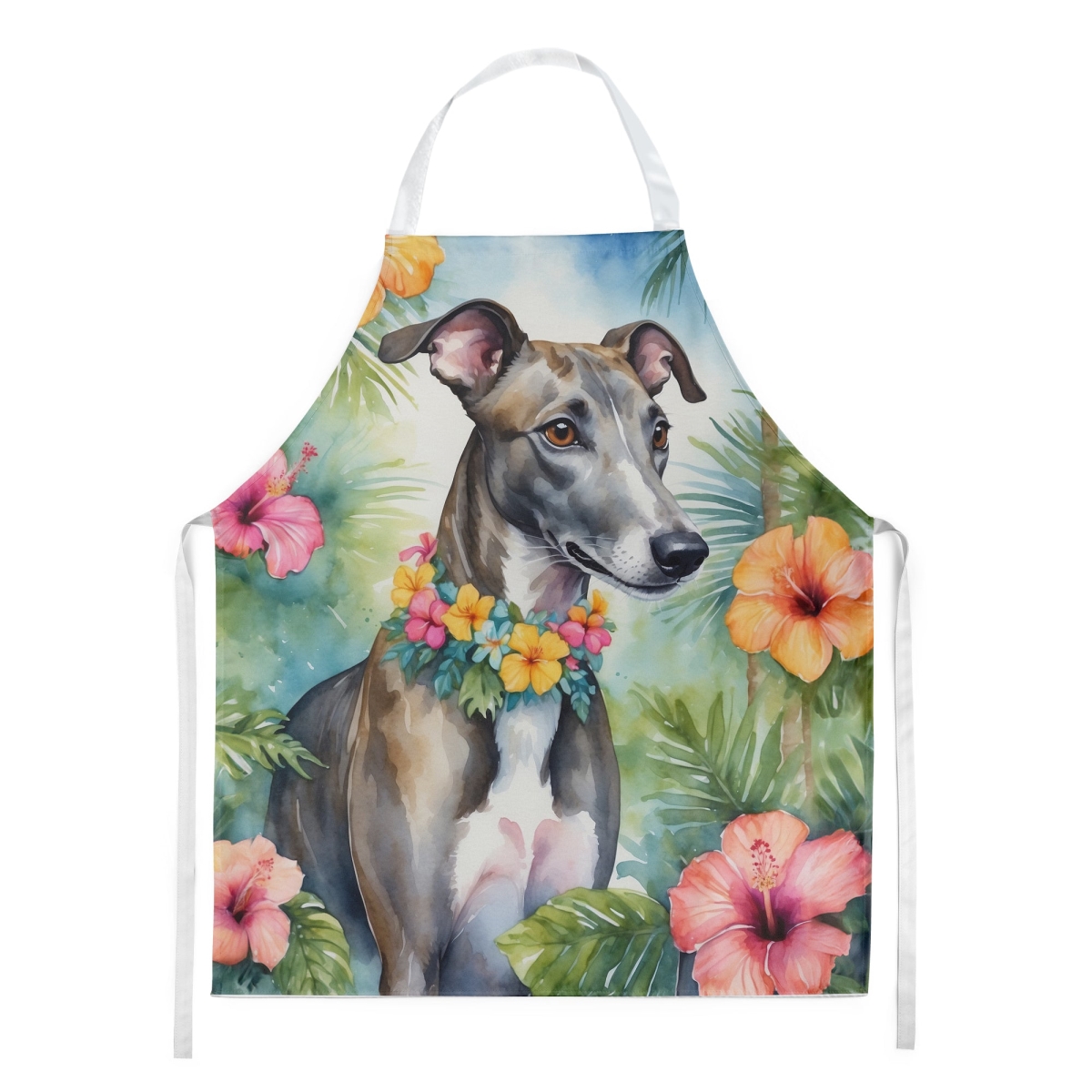 Picture of Carolines Treasures DAC6449APRON 30 x 27 in. Greyhound Luau Apron