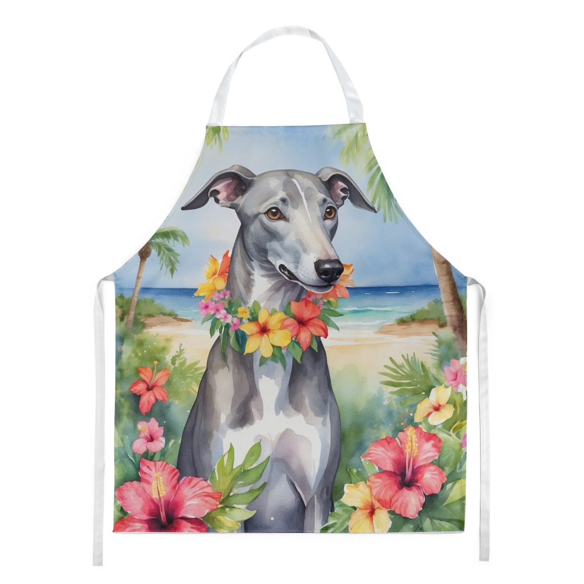 Picture of Carolines Treasures DAC6450APRON 30 x 27 in. Greyhound Luau Apron
