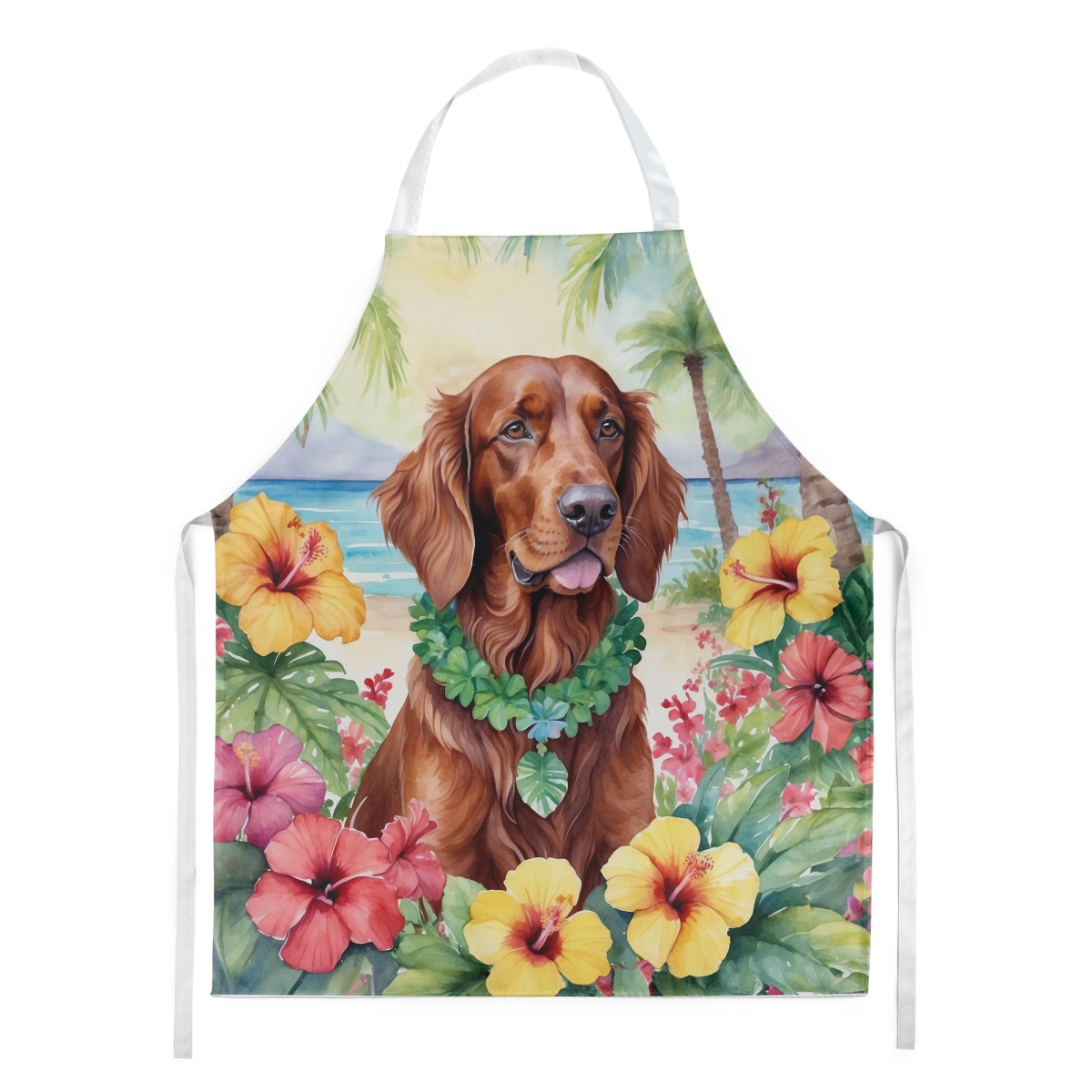 Picture of Carolines Treasures DAC6452APRON 30 x 27 in. Irish Setter Luau Apron