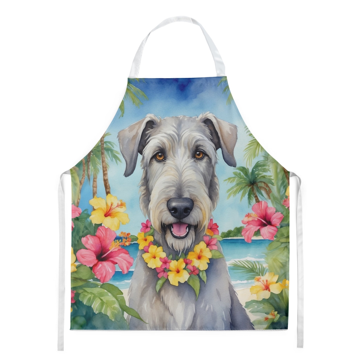 Picture of Carolines Treasures DAC6454APRON 30 x 27 in. Irish Wolfhound Luau Apron
