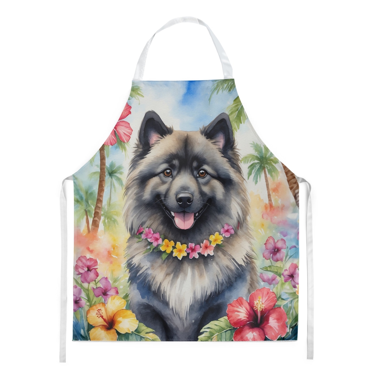 Picture of Carolines Treasures DAC6458APRON 30 x 27 in. Keeshond Luau Apron
