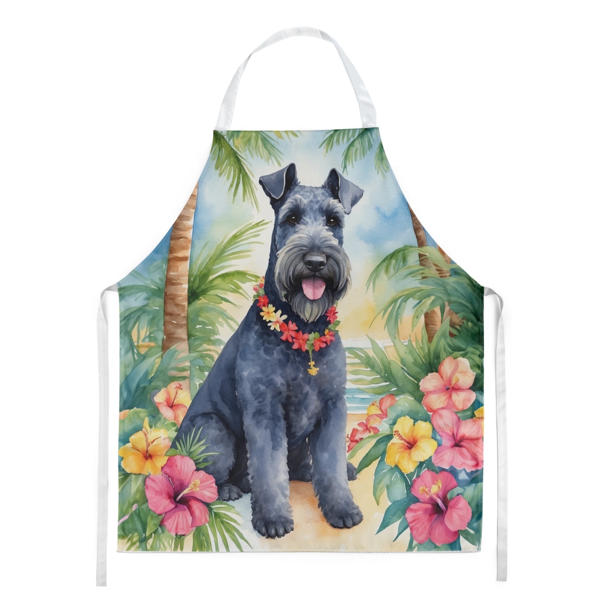 Picture of Carolines Treasures DAC6459APRON 30 x 27 in. Kerry Blue Terrier Luau Apron