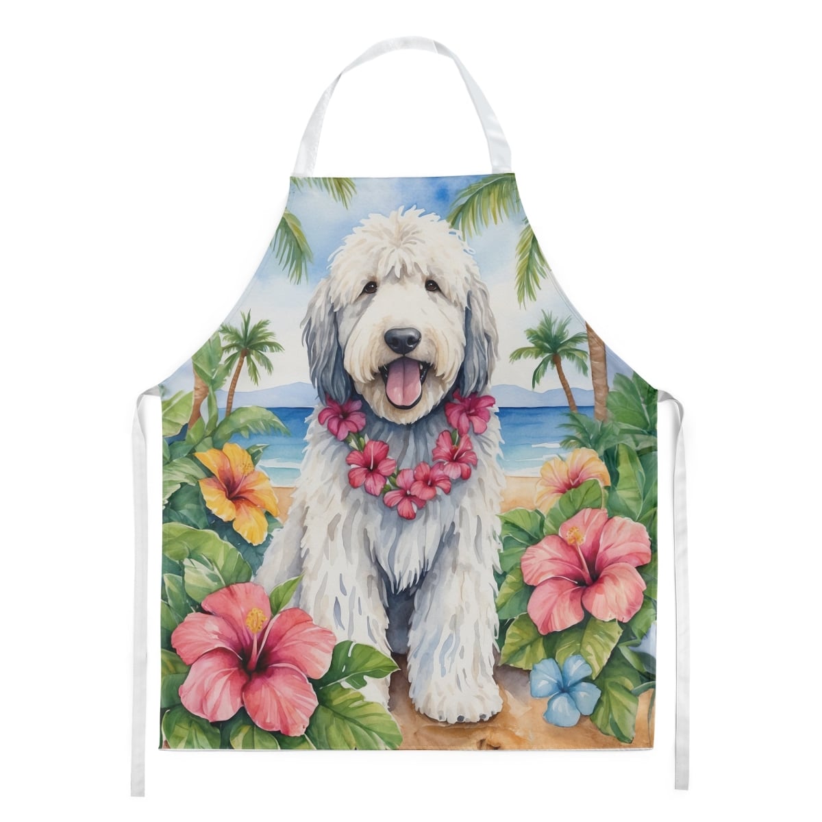 Picture of Carolines Treasures DAC6460APRON 30 x 27 in. Komondor Luau Apron