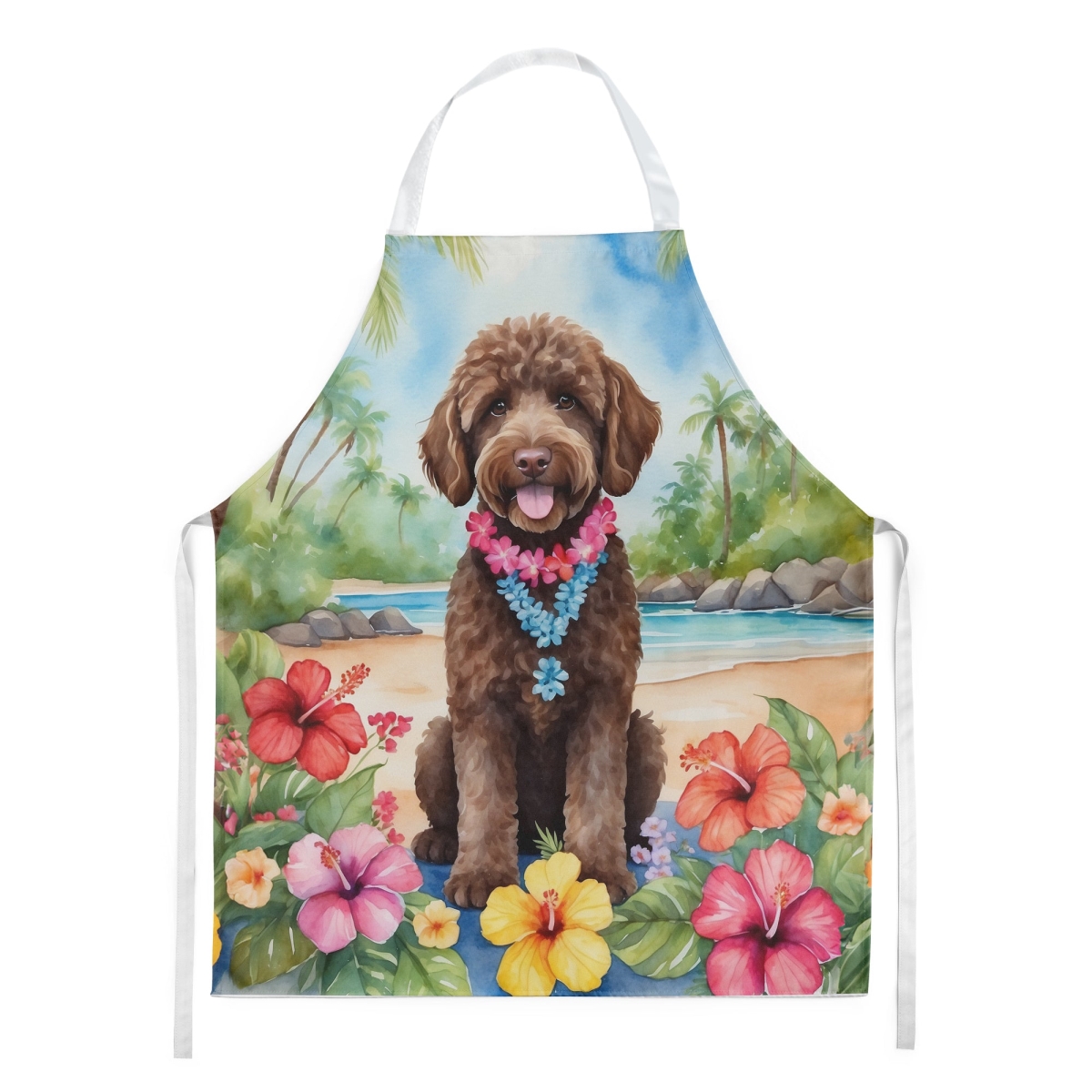 Picture of Carolines Treasures DAC6462APRON 30 x 27 in. Labradoodle Luau Apron