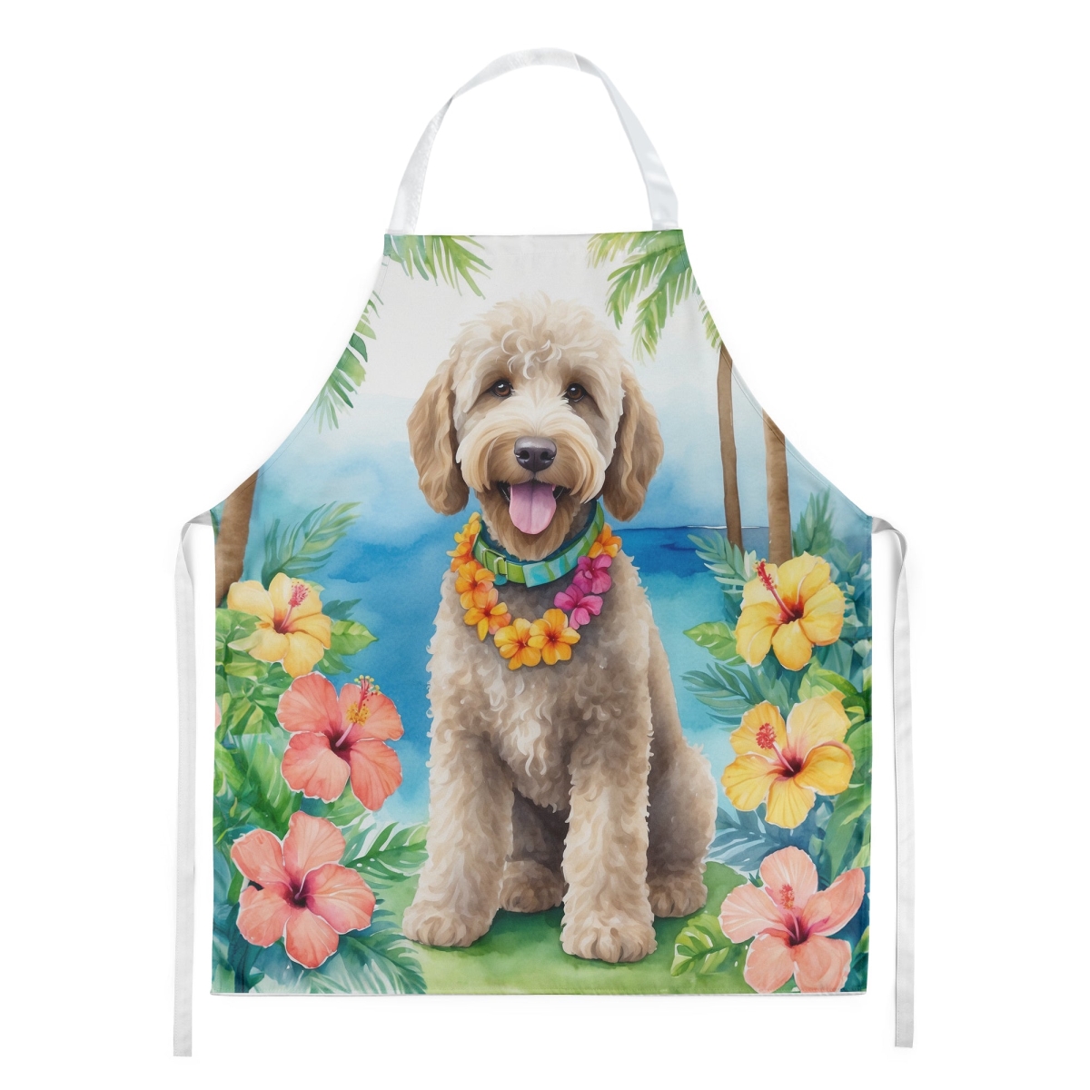 Picture of Carolines Treasures DAC6463APRON 30 x 27 in. Labradoodle Luau Apron