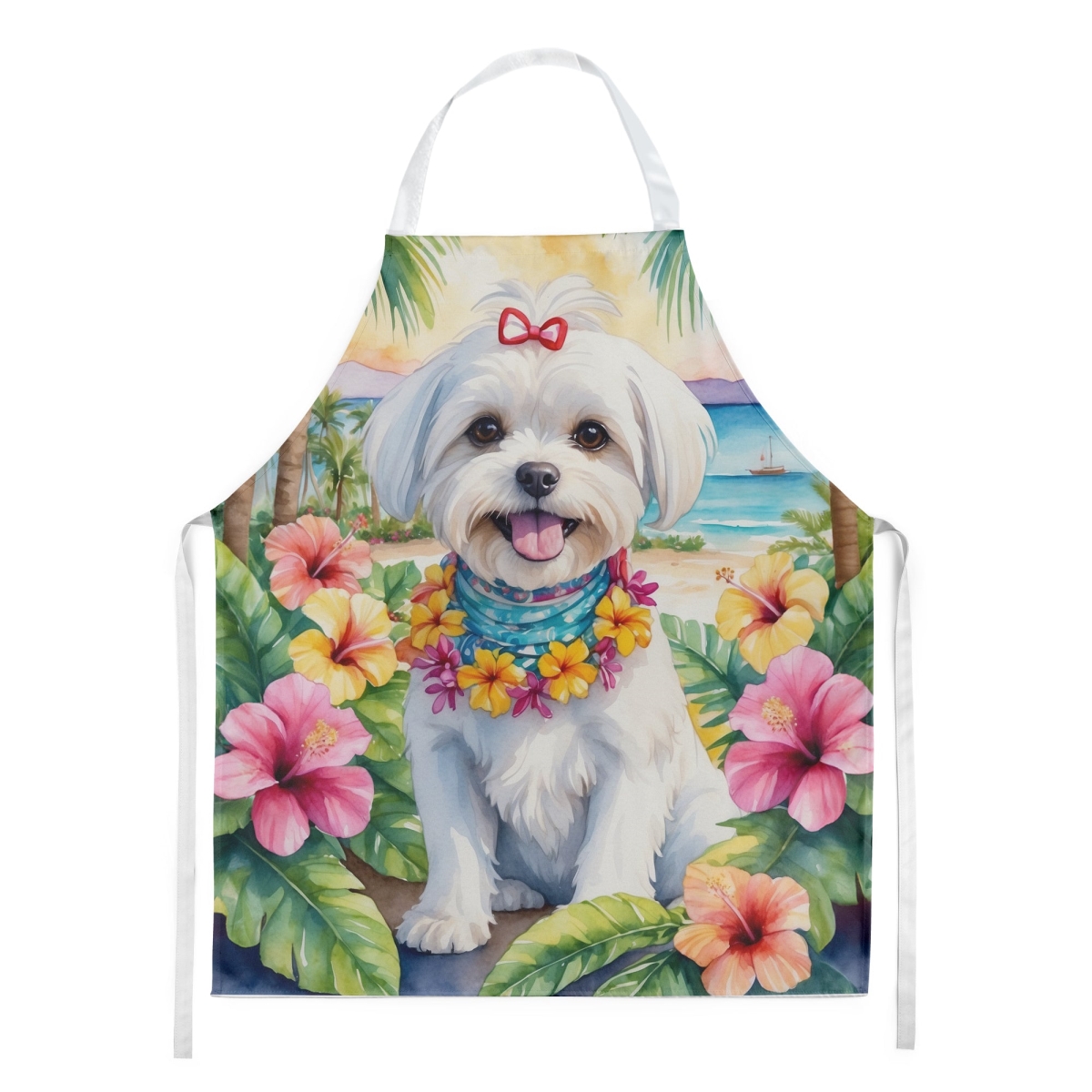 Picture of Carolines Treasures DAC6471APRON 30 x 27 in. Maltese Luau Apron