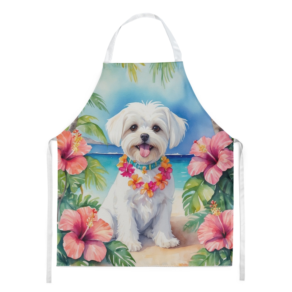 Picture of Carolines Treasures DAC6472APRON 30 x 27 in. Maltese Luau Apron