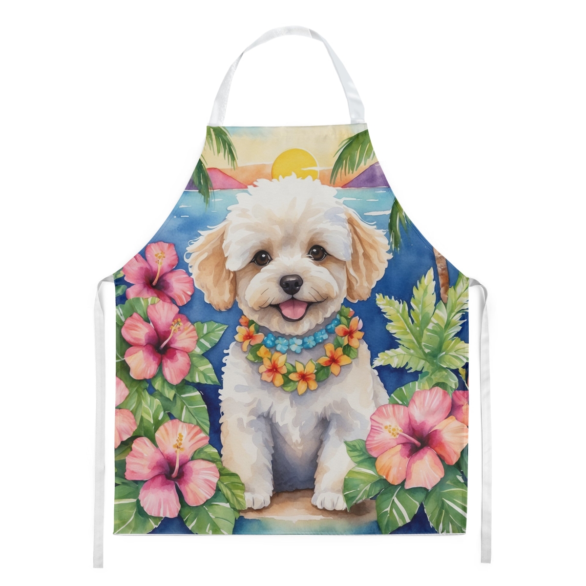 Picture of Carolines Treasures DAC6473APRON 30 x 27 in. Maltipoo Luau Apron