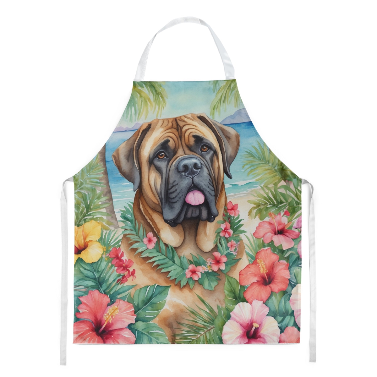 Picture of Carolines Treasures DAC6475APRON 30 x 27 in. Mastiff Luau Apron