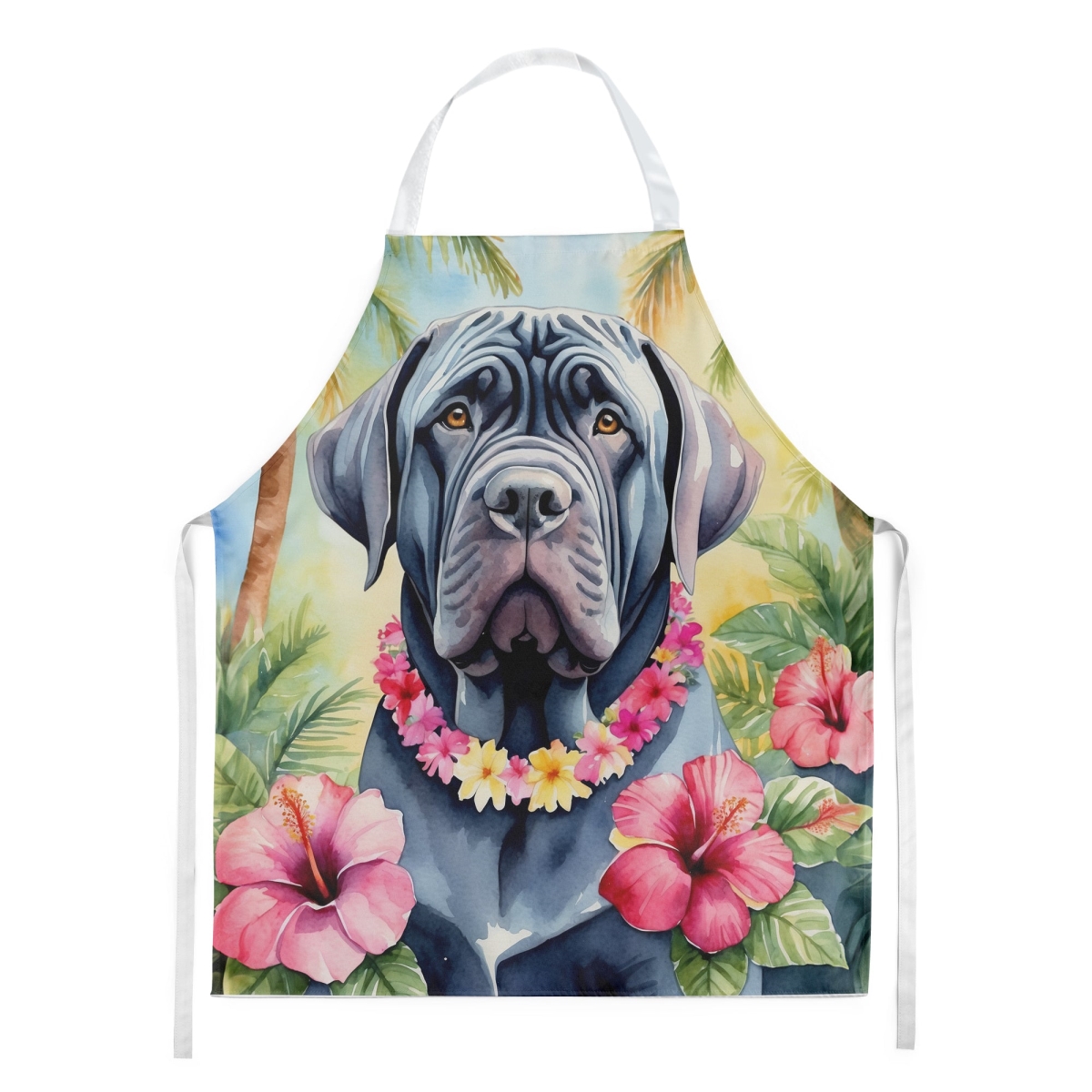 Picture of Carolines Treasures DAC6477APRON 30 x 27 in. Neapolitan Mastiff Luau Apron