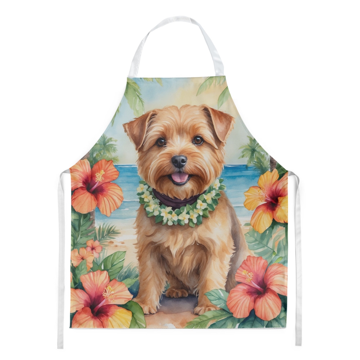 Picture of Carolines Treasures DAC6480APRON 30 x 27 in. Norfolk Terrier Luau Apron