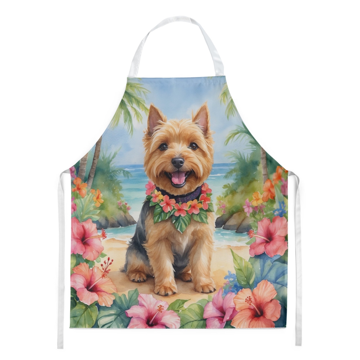 Picture of Carolines Treasures DAC6482APRON 30 x 27 in. Norwich Terrier Luau Apron