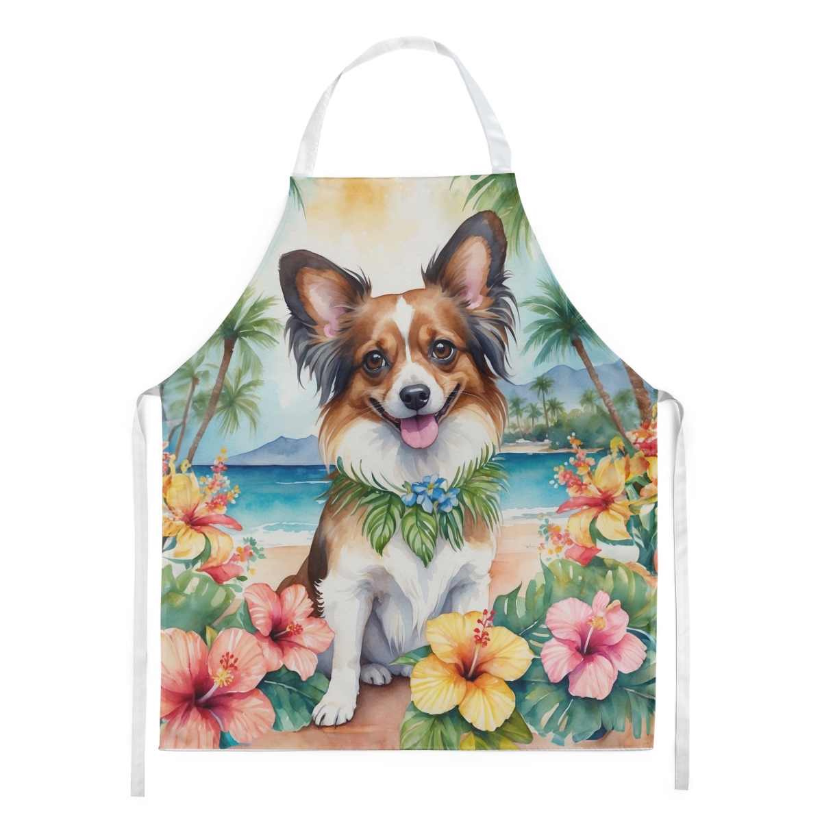 Picture of Carolines Treasures DAC6486APRON 30 x 27 in. Papillon Luau Apron
