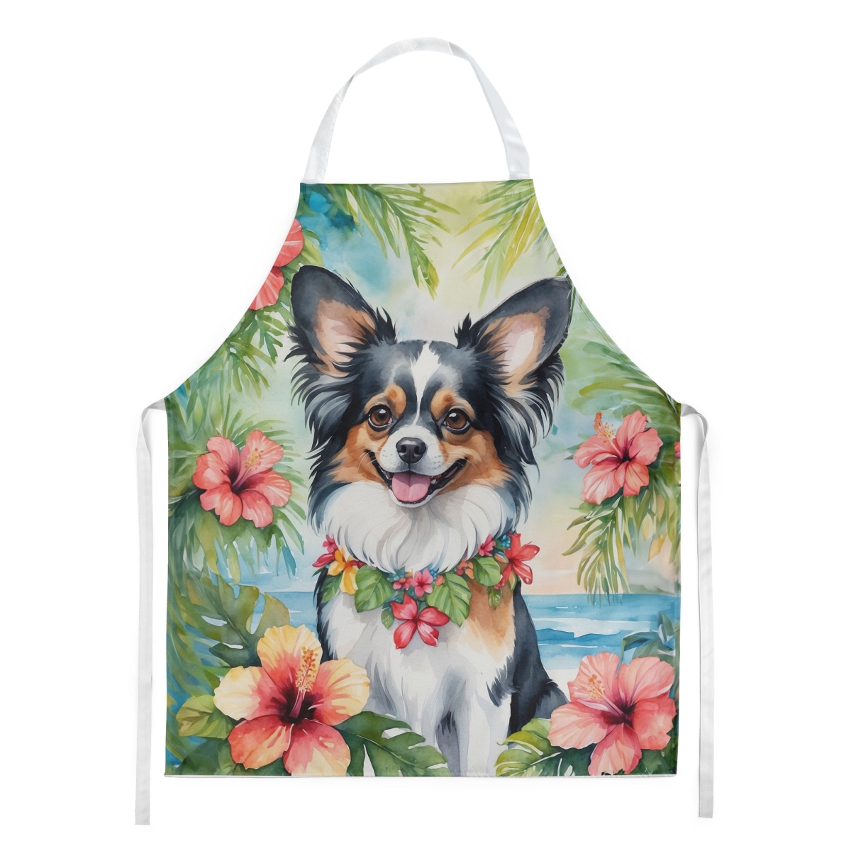 Picture of Carolines Treasures DAC6487APRON 30 x 27 in. Papillon Luau Apron
