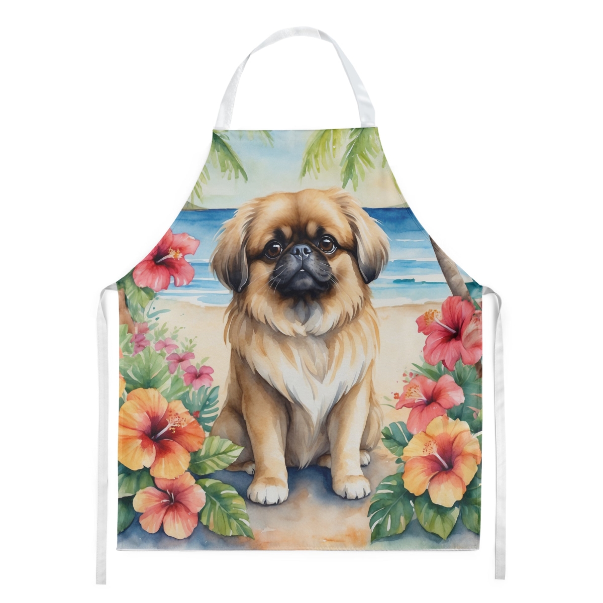 Picture of Carolines Treasures DAC6488APRON 30 x 27 in. Pekingese Luau Apron