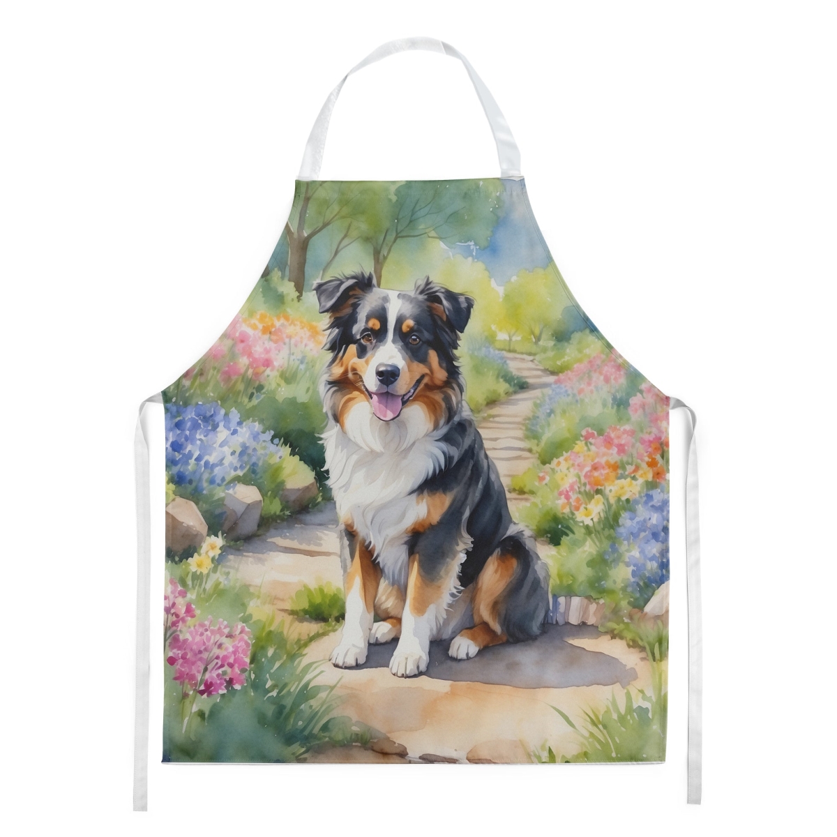 30 x 27 in. Australian Shepherd Spring Garden Apron