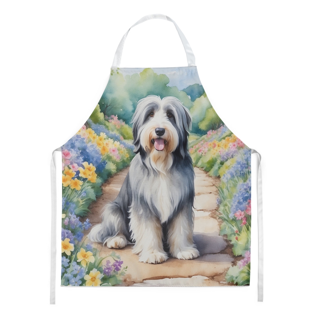 30 x 27 in. Bearded Collie Spring Garden Apron