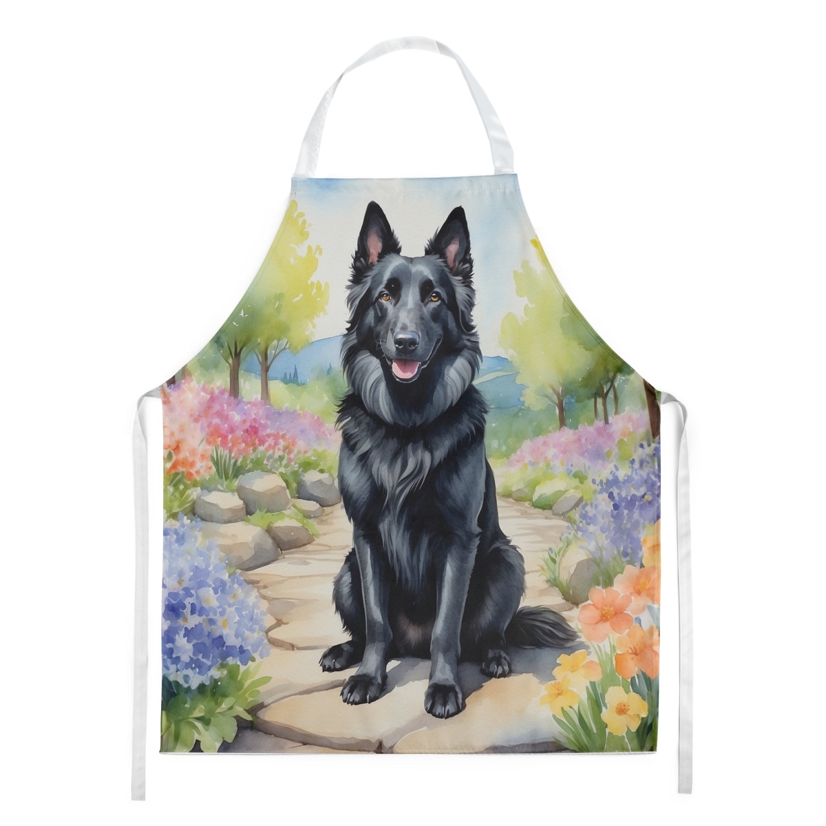30 x 27 in. Belgian Sheepdog Spring Path Apron