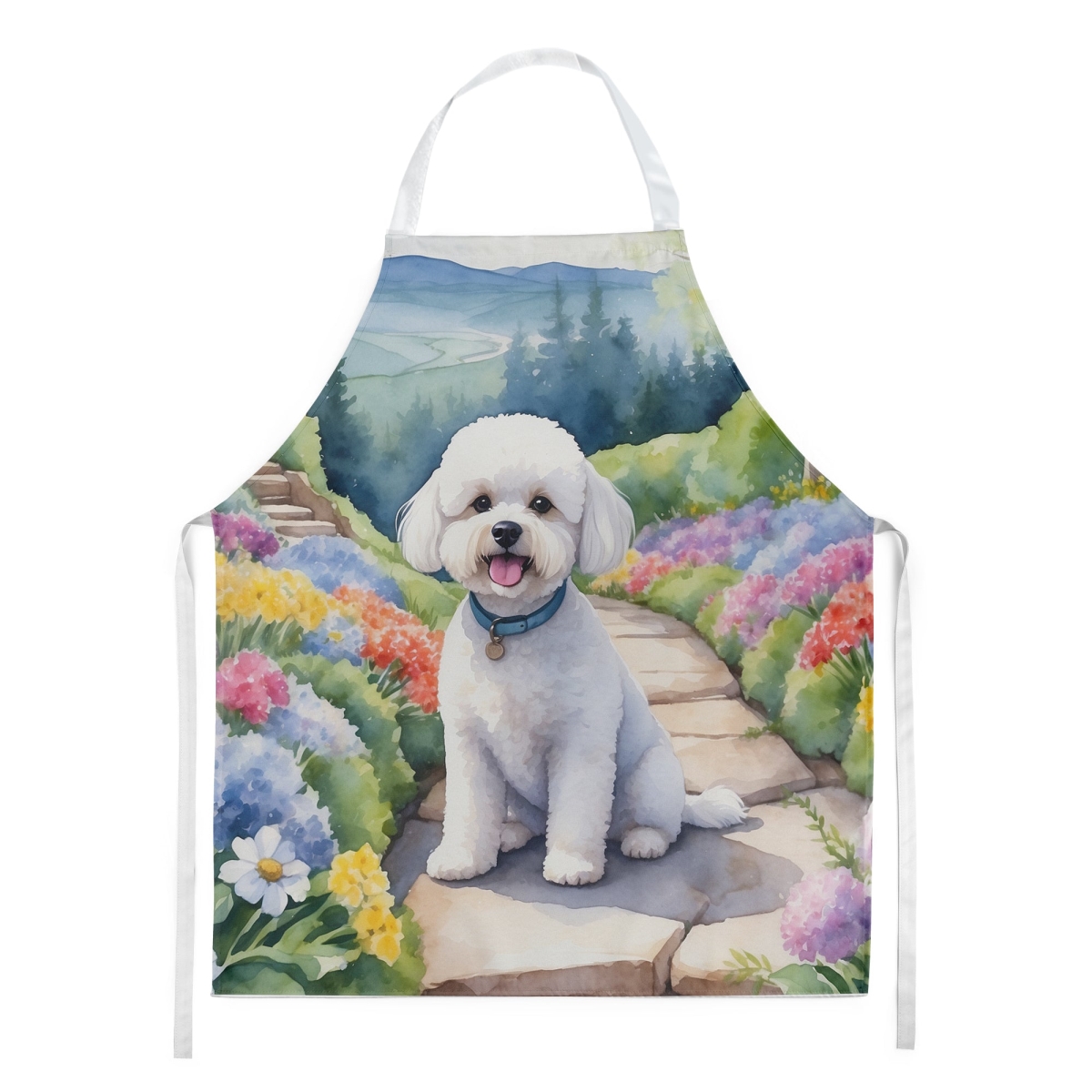 30 x 27 in. Bichon Frise Spring Path Apron
