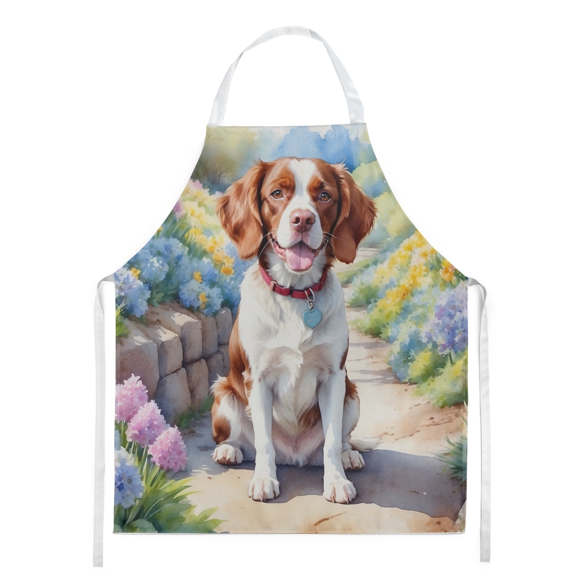 30 x 27 in. Brittany Spaniel Spring Path Apron