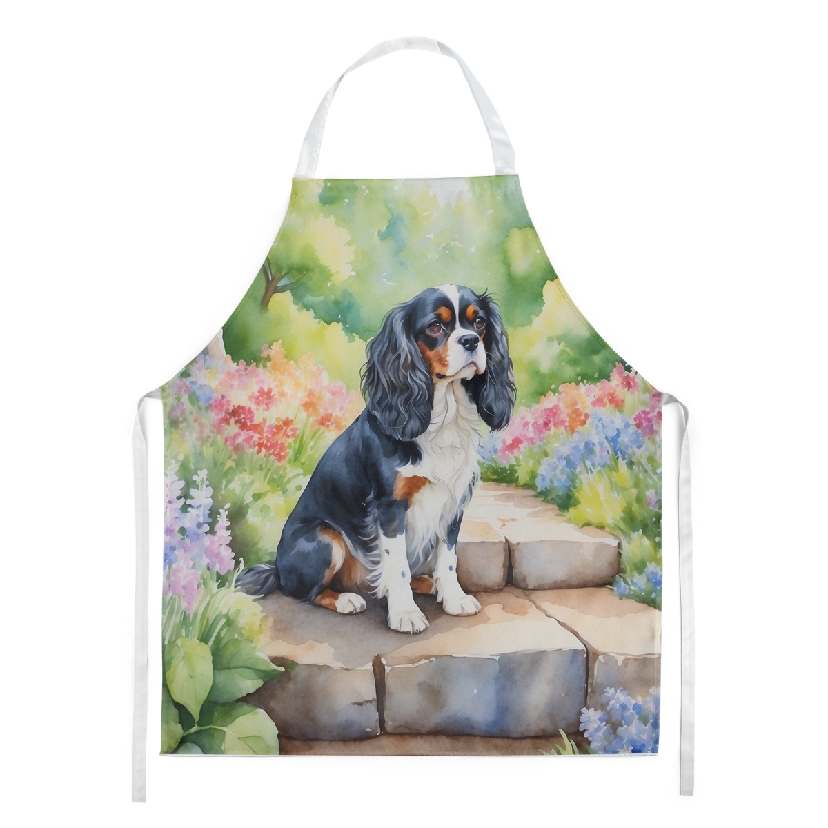 Picture of Carolines Treasures DAC6594APRON 30 x 27 in. Cavalier Spaniel Spring Path Apron