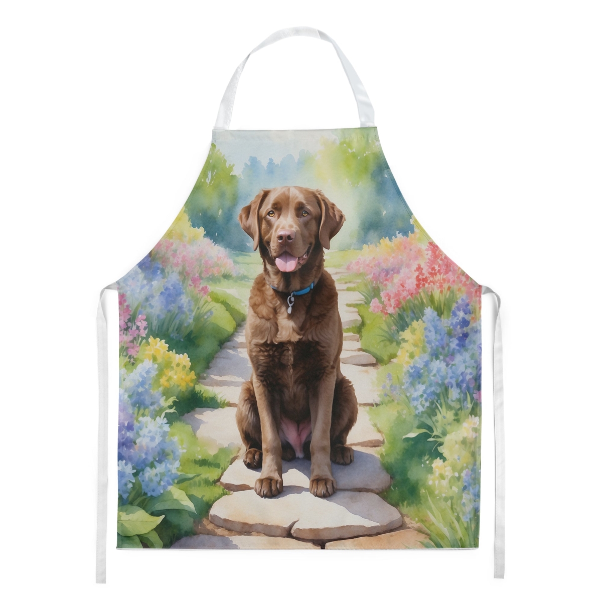 Picture of Carolines Treasures DAC6595APRON 30 x 27 in. Chesapeake Bay Retriever Spring Path Apron