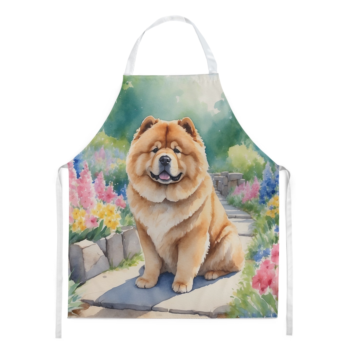 Picture of Carolines Treasures DAC6599APRON 30 x 27 in. Chow Chow Spring Path Apron