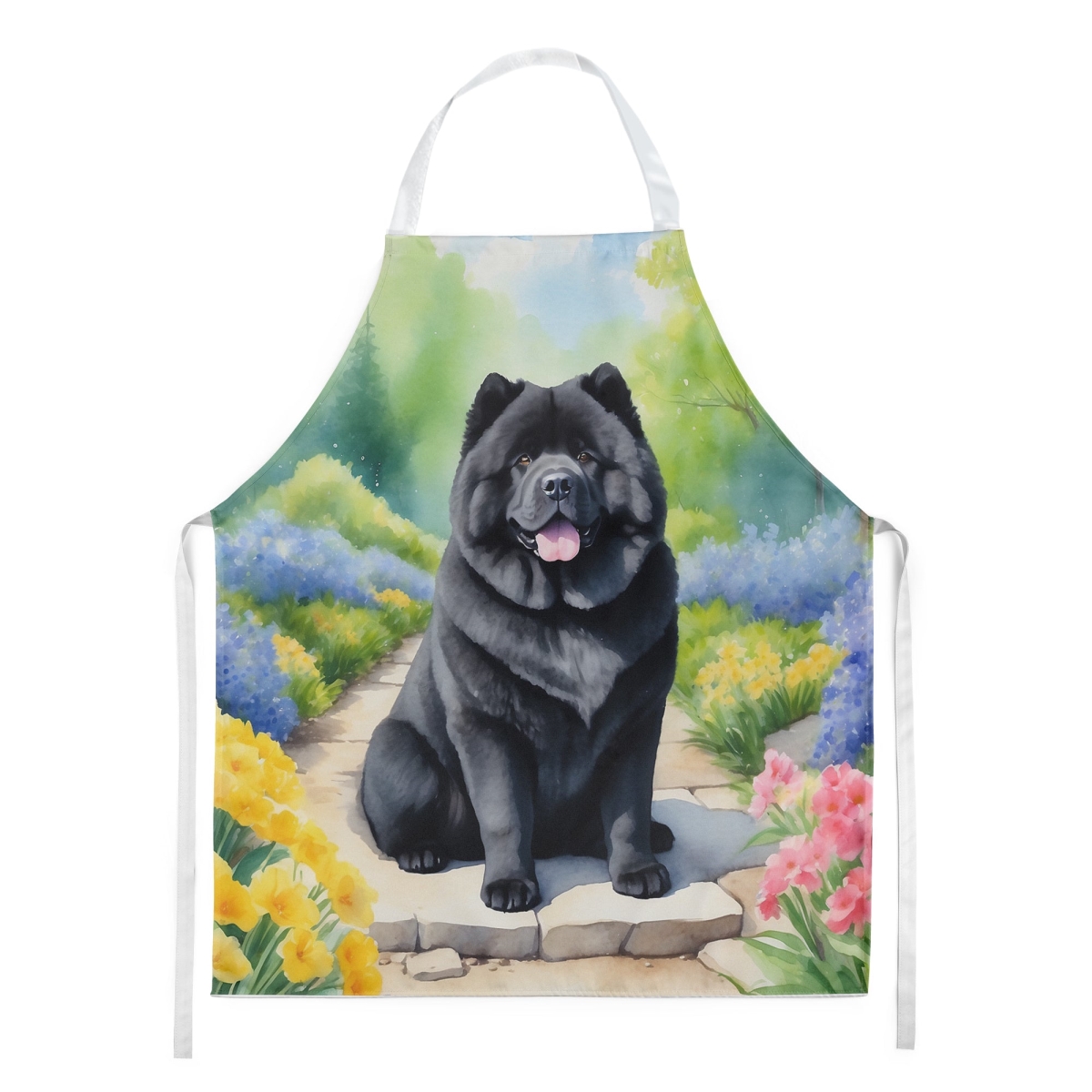 Picture of Carolines Treasures DAC6600APRON 30 x 27 in. Chow Chow Spring Path Apron