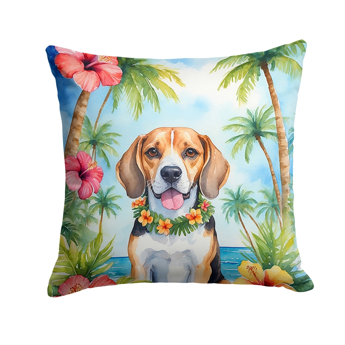 18 x 18 in. Beagle Luau Throw Pillow