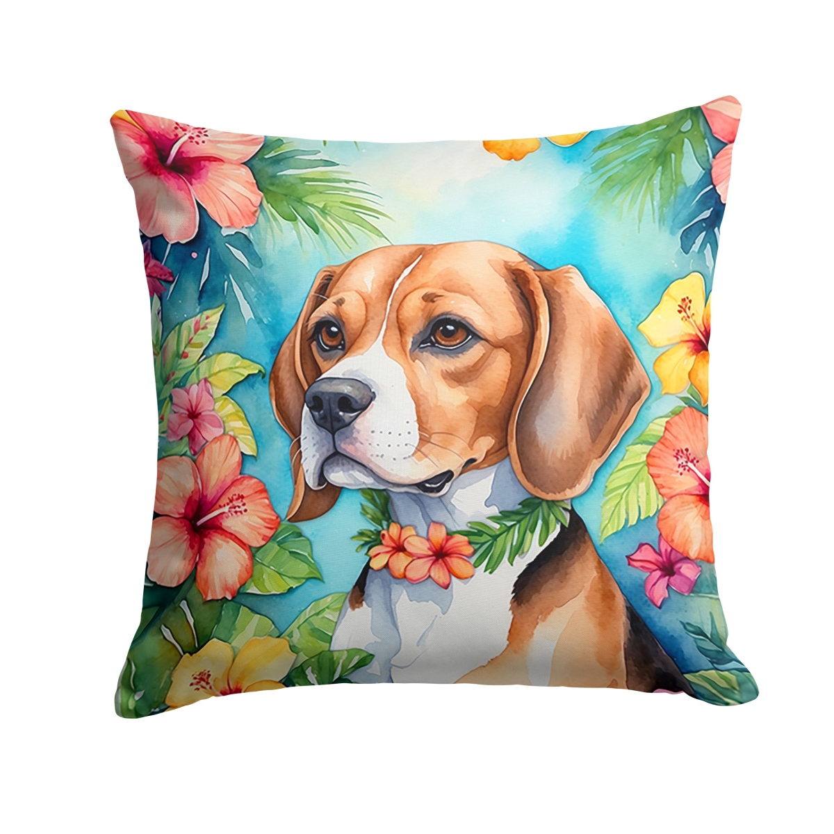 18 x 18 in. Beagle Luau Throw Pillow