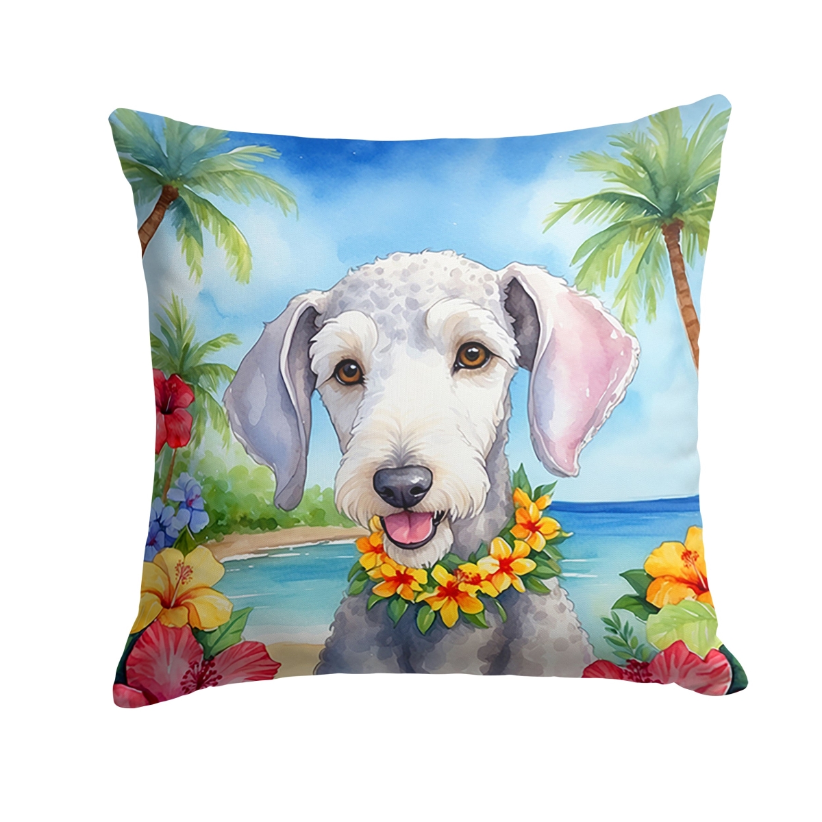 18 x 18 in. Bedlington Terrier Luau Throw Pillow