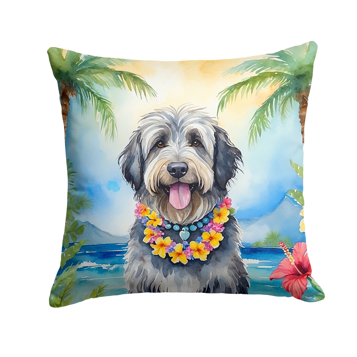 18 x 18 in. Bergamasco Sheepdog Luau Throw Pillow