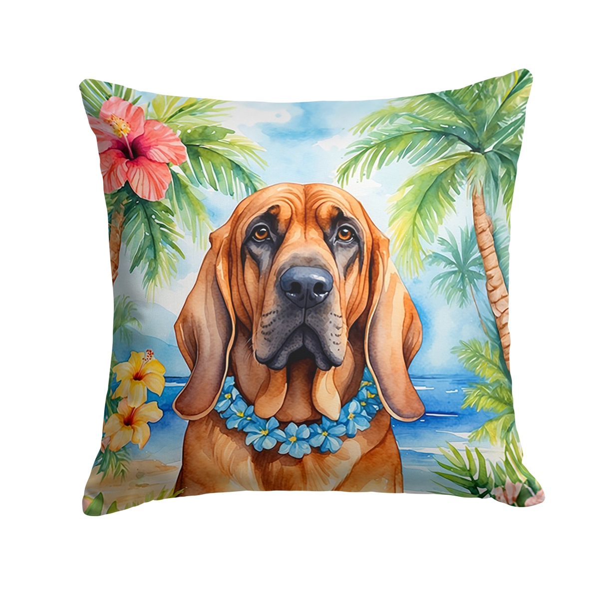18 x 18 in. Bloodhound Luau Throw Pillow