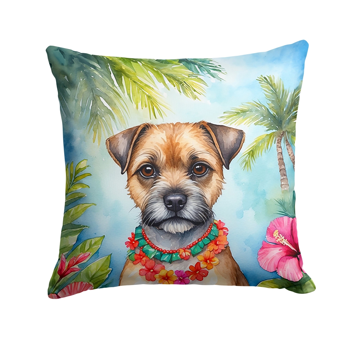 18 x 18 in. Border Terrier Luau Throw Pillow