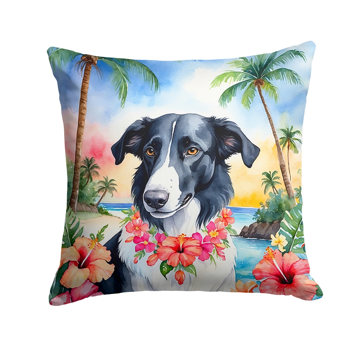 18 x 18 in. Borzoi Luau Throw Pillow