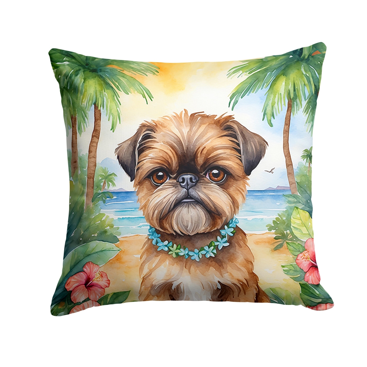 18 x 18 in. Brussels Griffon Luau Throw Pillow