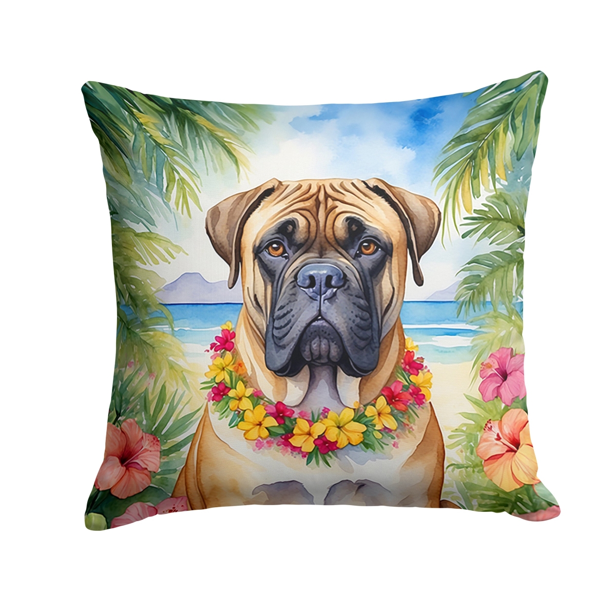 18 x 18 in. Bullmastiff Luau Throw Pillow