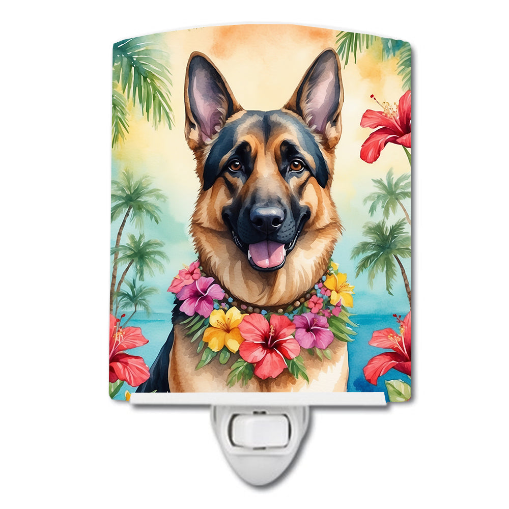 6 x 4 in. German Shepherd Luau Ceramic Night Light