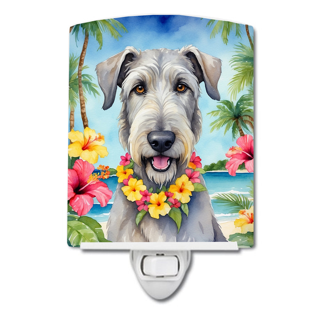 6 x 4 in. Irish Wolfhound Luau Ceramic Night Light