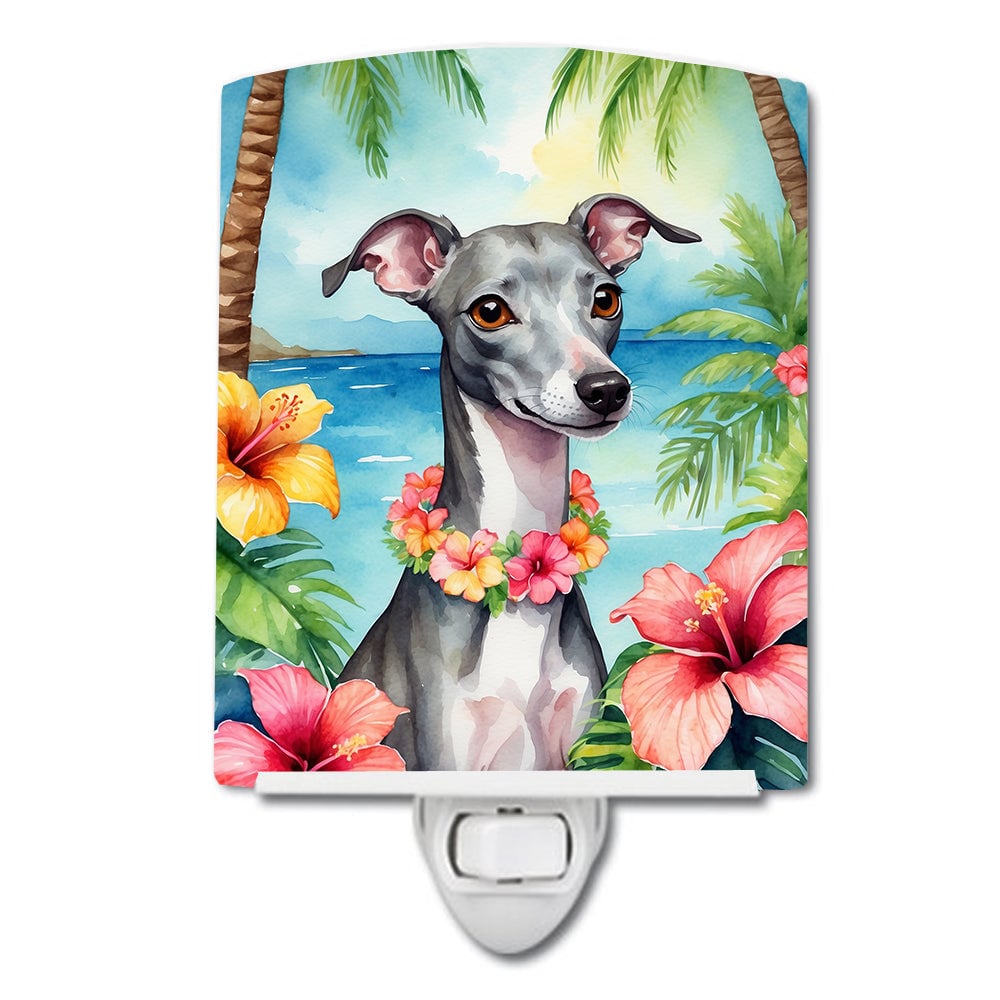 DAC6455CNL 6 x 4 in. Italian Greyhound Luau Ceramic Night Light