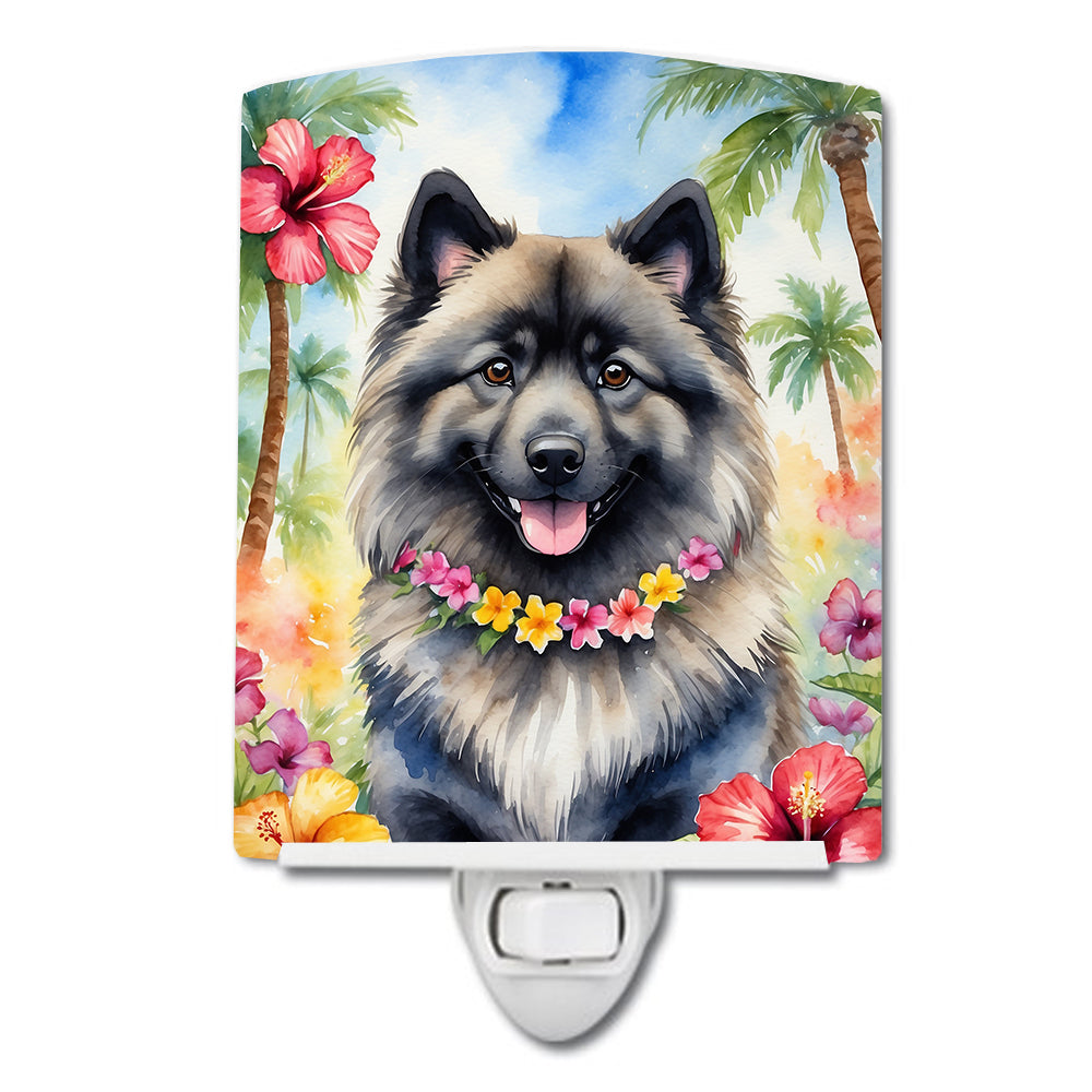 6 x 4 in. Keeshond Luau Ceramic Night Light