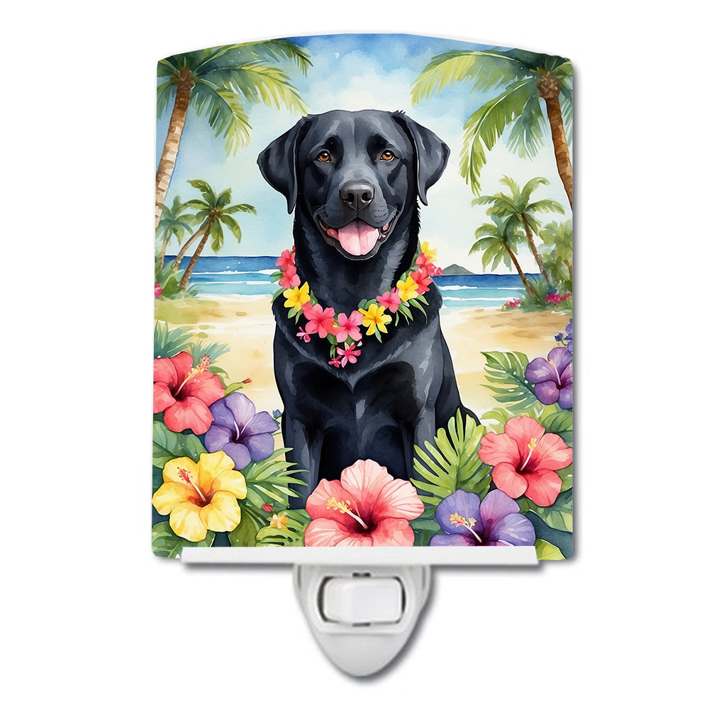 DAC6464CNL 6 x 4 in. Black Labrador Retriever Luau Ceramic Night Light