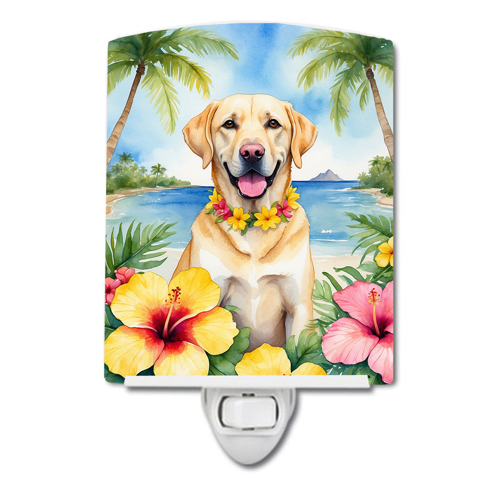 DAC6465CNL 6 x 4 in. Yellow Labrador Retriever Luau Ceramic Night Light