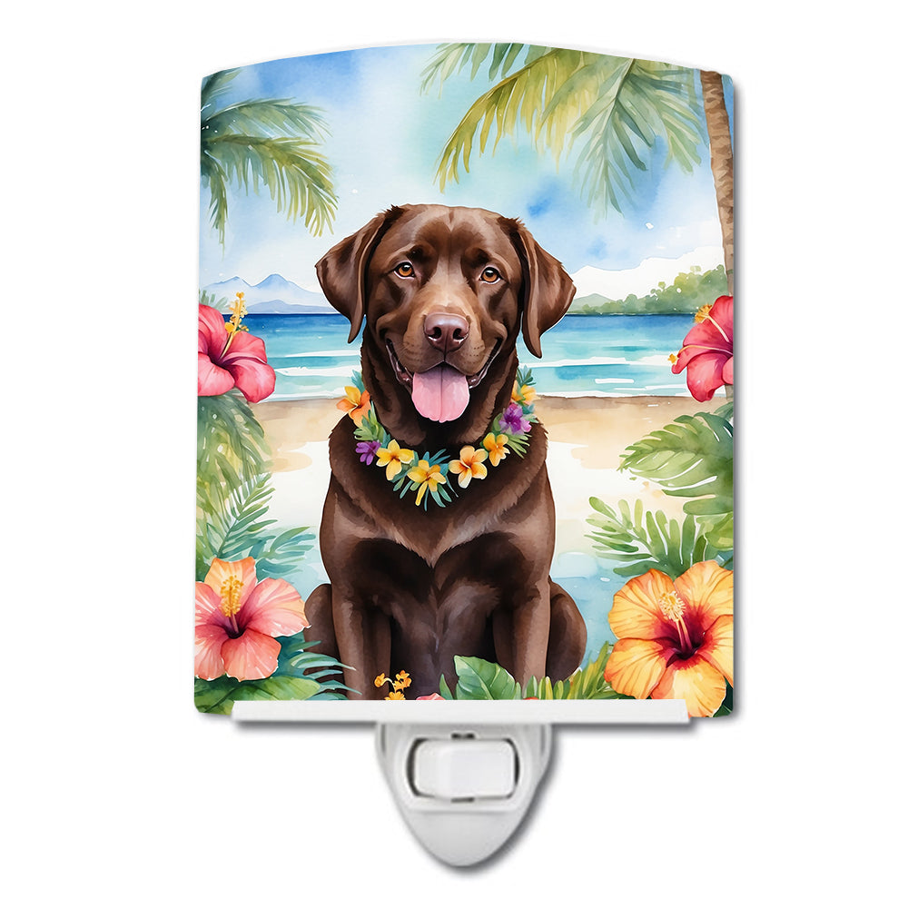 DAC6466CNL 6 x 4 in. Chocolate Labrador Retriever Luau Ceramic Night Light