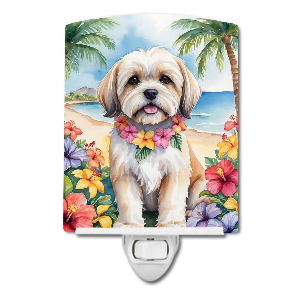 6 x 4 in. Lhasa Apso Luau Ceramic Night Light